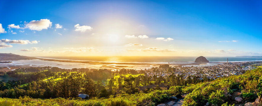 Afternoon Sun Panorama Of Ocean And City