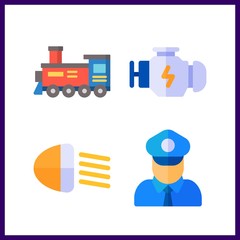 4 vehicle icon. Vector illustration vehicle set. policeman and engine icons for vehicle works