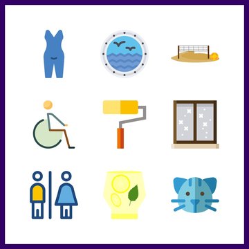 9 indoor icon. Vector illustration indoor set. disable and window icons for indoor works
