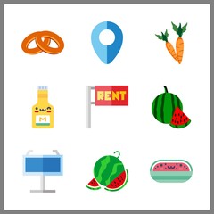 seed icon. maps and flags and watermelon vector icons in seed set. Use this illustration for seed works.