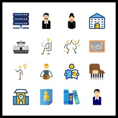 16 learning icon. Vector illustration learning set. skype and curriculum icons for learning works