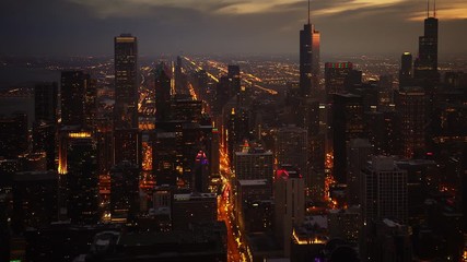Chicago city skyline at night