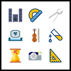 9 instrument icon. Vector illustration instrument set. set square and sound system icons for instrument works