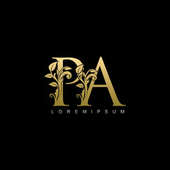 Golden Classy PA Letter Logo