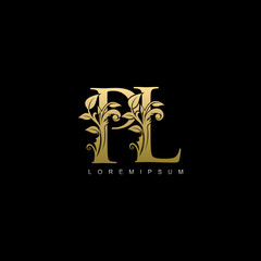 Golden Classy PL Letter Logo