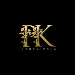 Golden Classy PK Letter Logo - obrazy, fototapety, plakaty