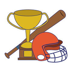 baseball helmet bat and trophy cup