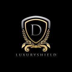 Golden Shield D Letter Logo