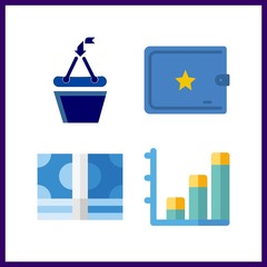4 economy icon. Vector illustration economy set. bar chart and to accept icons for economy works
