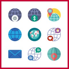 9 email icon. Vector illustration email set. worldwide and internet icons for email works