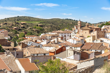Fototapeta na wymiar a view over La Hoz de la Vieja village, province of Teruel, Aragon, Spain