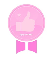 Approuvé sur une médaille rose
