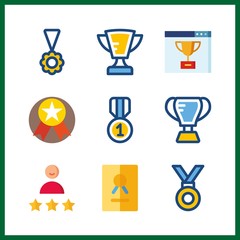 9 best icon. Vector illustration best set. ranking and customer icons for best works