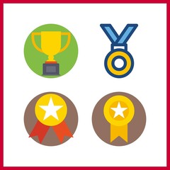 4 champion icon. Vector illustration champion set. medal and trophy icons for champion works