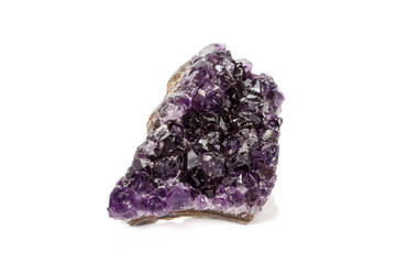 Amethyst Crystal Druse  macro mineral on white background close up