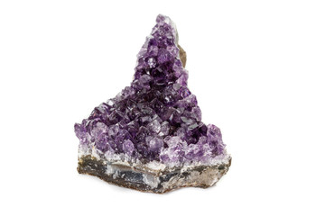 Amethyst Crystal Druse  macro mineral on white background close up