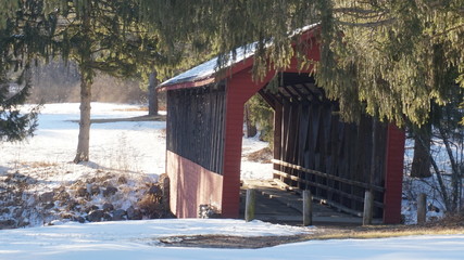 snowy covered bridge