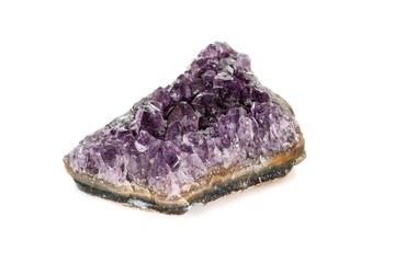 Amethyst Crystal Druse  macro mineral on white background close up