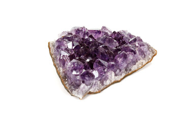 Amethyst Crystal Druse  macro mineral on white background close up