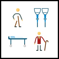 4 disabled icon. Vector illustration disabled set. wheelchair and walker icons for disabled works