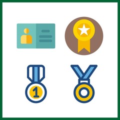 4 badge icon. Vector illustration badge set. id card and medal icons for badge works