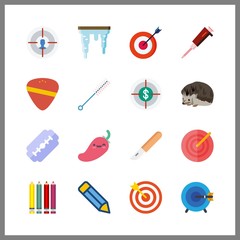 16 sharp icon. Vector illustration sharp set. guitar pick and needle icons for sharp works