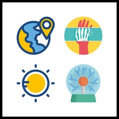 4 ray icon. Vector illustration ray set. x ray and planet earth icons for ray works