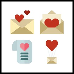 4 envelope icon. Vector illustration envelope set. love letter icons for envelope works