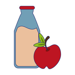 milk bottle and apple fruit