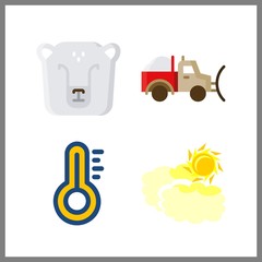 4 climate icon. Vector illustration climate set. cloudy and snowplow icons for climate works