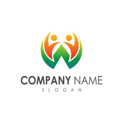 people letter w logo, healthy symbol, wellness and business name