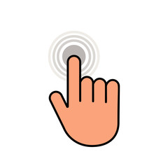Click here the button with the hand icon. Linear icon for web sites. flat vector illustration isolated