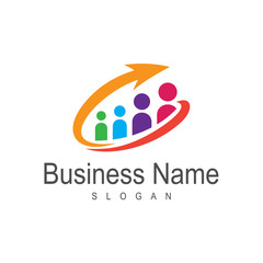 marketing logo template,people career logo, arrow people logo