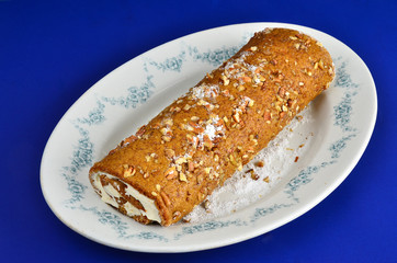 Pumpkin Pecan Roll on Vintage Platter