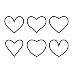 Large set of hearts icons in linear style. flat vector illustration isolated