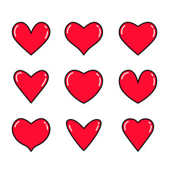Large set of hearts icons in linear style. flat vector illustration isolated