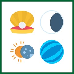 4 sphere icon. Vector illustration sphere set. pearl and eclipse icons for sphere works
