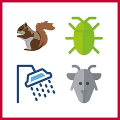 4 head icon. Vector illustration head set. goat and shower icons for head works