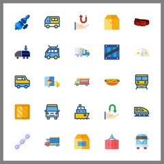 25 delivery icon. Vector illustration delivery set. truck and train icons for delivery works