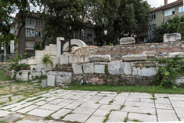 Fototapeta premium Auditorium of the Antique Forum at ruins of Ancient Roman city of Augusta Traiana in the center of of Stara Zagora, Bulgaria