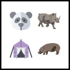 4 reserve icon. Vector illustration reserve set. hippo and rhino icons for reserve works