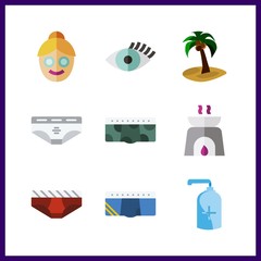 9 spa icon. Vector illustration spa set. eyelash and aromatherapy icons for spa works