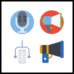 4 communicate icon. Vector illustration communicate set. megaphone and microphone icons for communicate works