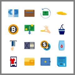 16 payment icon. Vector illustration payment set. money and wallet icons for payment works