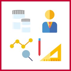 4 growth icon. Vector illustration growth set. manager and measuring icons for growth works