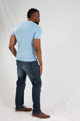 Cute Black man with his back to the camera