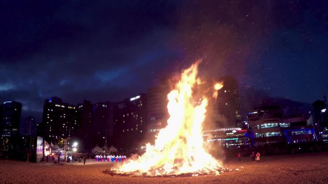 Jeongwol Daeboruem the Lunar New Year's Eve event in Haeundae Beach, Busan, South Korea, Asia