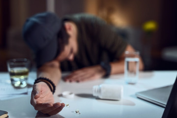 Close up of overdosed military officer.