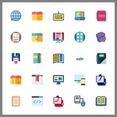 25 notebook icon. Vector illustration notebook set. agenda and browser icons for notebook works