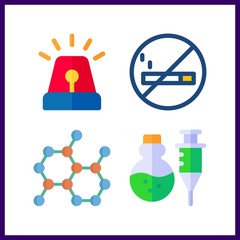 4 warning icon. Vector illustration warning set. no smoking and chemical icons for warning works